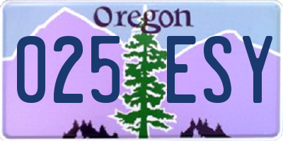 OR license plate 025ESY