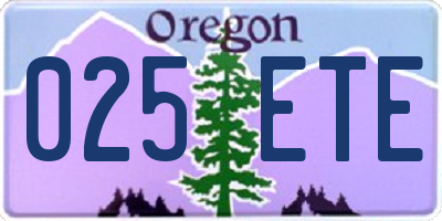 OR license plate 025ETE