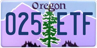 OR license plate 025ETF
