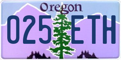 OR license plate 025ETH
