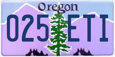 OR license plate 025ETI
