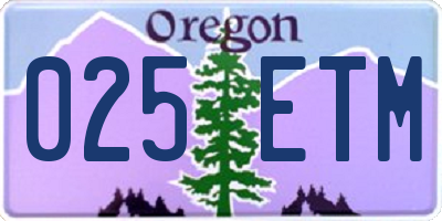 OR license plate 025ETM