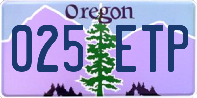 OR license plate 025ETP