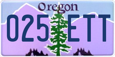 OR license plate 025ETT