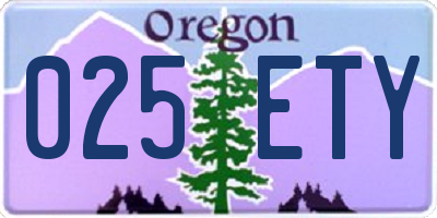 OR license plate 025ETY
