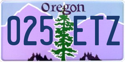 OR license plate 025ETZ