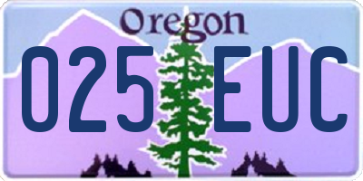 OR license plate 025EUC