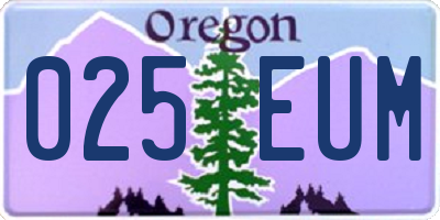 OR license plate 025EUM