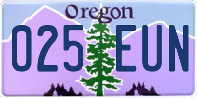 OR license plate 025EUN
