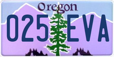 OR license plate 025EVA