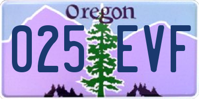 OR license plate 025EVF