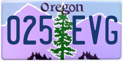 OR license plate 025EVG