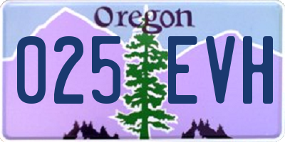 OR license plate 025EVH