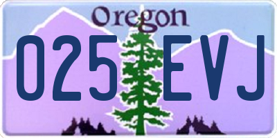 OR license plate 025EVJ