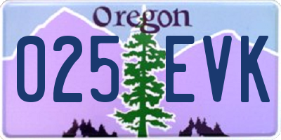 OR license plate 025EVK