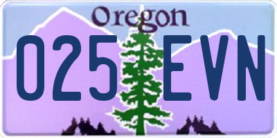 OR license plate 025EVN