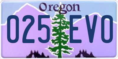 OR license plate 025EVO
