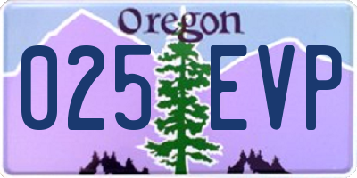 OR license plate 025EVP