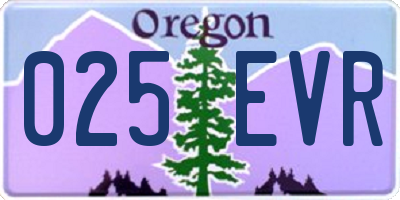OR license plate 025EVR