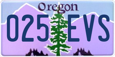 OR license plate 025EVS