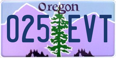 OR license plate 025EVT