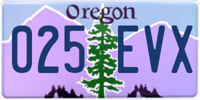 OR license plate 025EVX