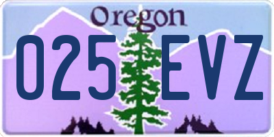 OR license plate 025EVZ