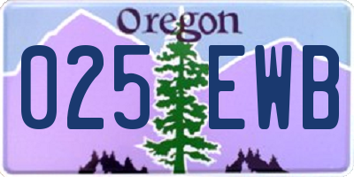 OR license plate 025EWB