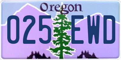 OR license plate 025EWD