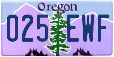OR license plate 025EWF