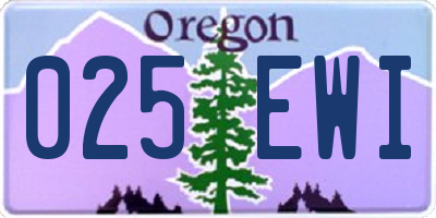 OR license plate 025EWI