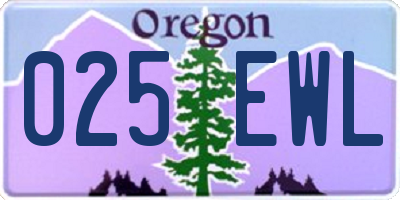 OR license plate 025EWL