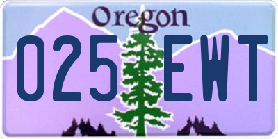 OR license plate 025EWT