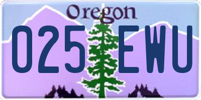 OR license plate 025EWU