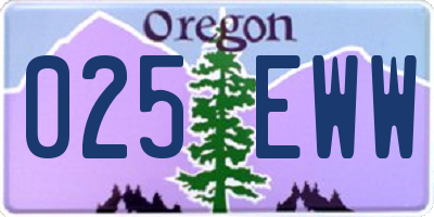 OR license plate 025EWW