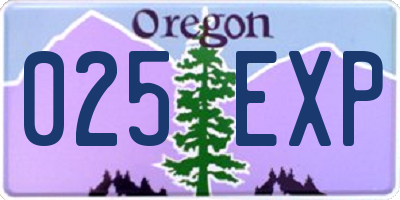OR license plate 025EXP