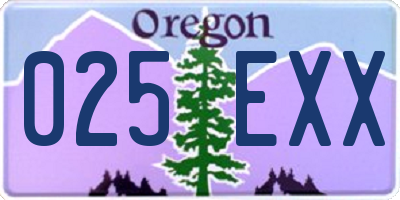 OR license plate 025EXX
