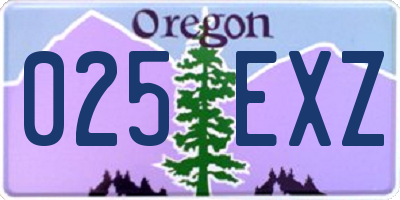OR license plate 025EXZ