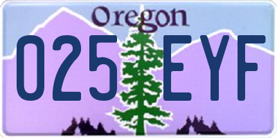 OR license plate 025EYF