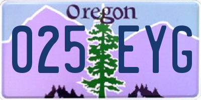 OR license plate 025EYG
