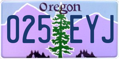 OR license plate 025EYJ