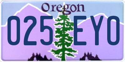 OR license plate 025EYO