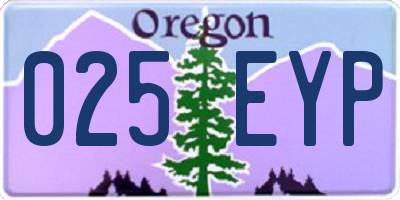 OR license plate 025EYP