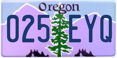 OR license plate 025EYQ