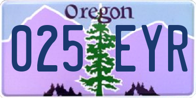 OR license plate 025EYR