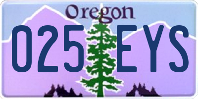 OR license plate 025EYS