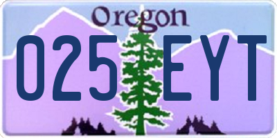 OR license plate 025EYT