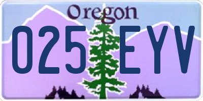 OR license plate 025EYV