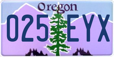 OR license plate 025EYX