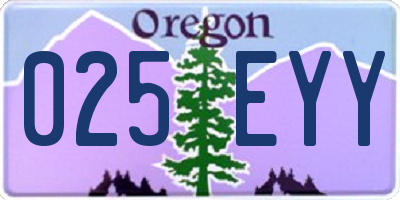OR license plate 025EYY